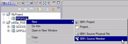 Right-click your IBM i source physical file RPGFile.