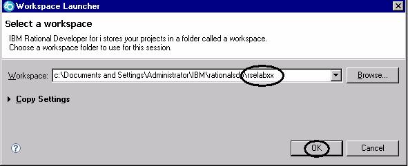 Starting the product and connecting to an IBM i system In this module, you start Rational Developer for i from the task bar of your desktop and set the workspace to RSELABxx, xx being the team number