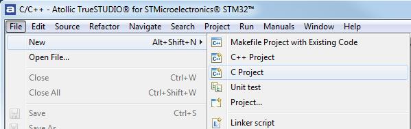 Getting started CREATING A NEW PROJECT Atollic TrueSTUDIO for STMicroelectronics STM32 supports both managed and unmanaged projects.
