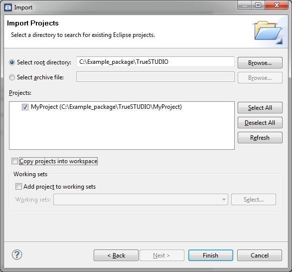 Getting started IMPORTING AN EXAMPLE PROJECT You can download example-project from STMicroelectronics packed in a standard format for a no-hassle works out of the box experience.