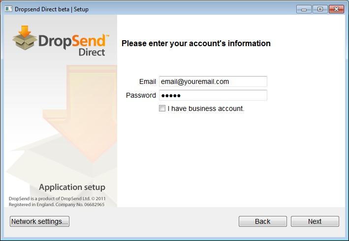 3. Log into your DropSend account using your email address and password If you