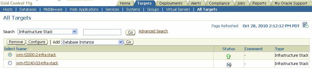 If correctly configured, the page appears for the OS that is associated with the target.