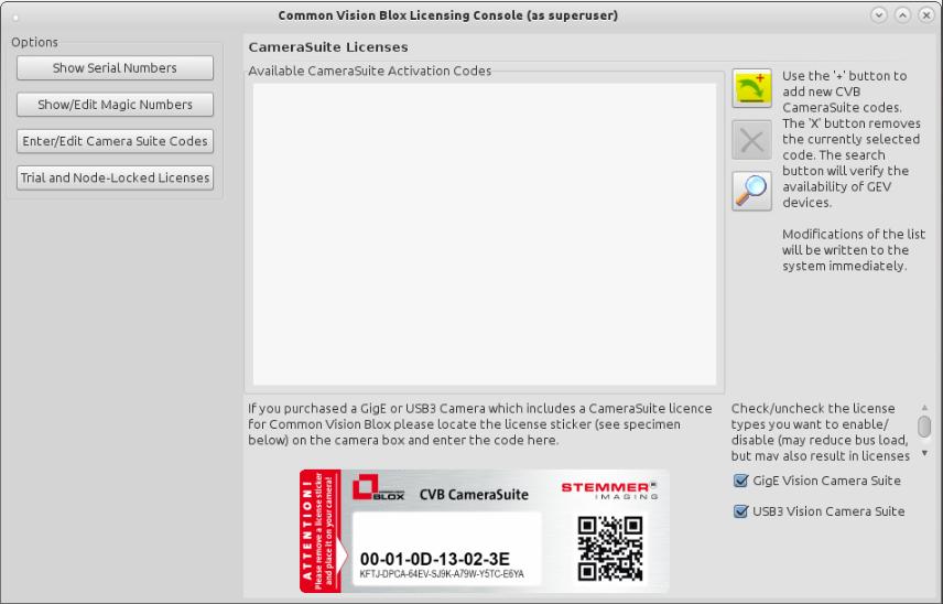 First steps with Common Vision Blox In the following dialog click the + button to add a new Camera Suite code.
