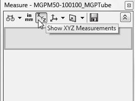 Select a vertex to display the XYZ coordinates in the Status bar. Select the Show XYZ Measurements option to display dx, dy or dz.