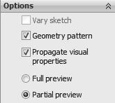 LPatten1 is created in the FeatureManager. The checked Geometry pattern option copies only the geometry (faces and edges) of the features.