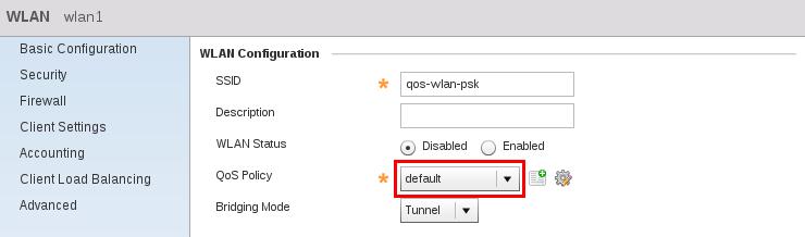 Select the QoS Policy under WLAN Configuration 4. Airtime Fairness Figure 19 - Select QoS Policy Airtime Fairness is enabled by default at the radio-level within profiles or individual devices.