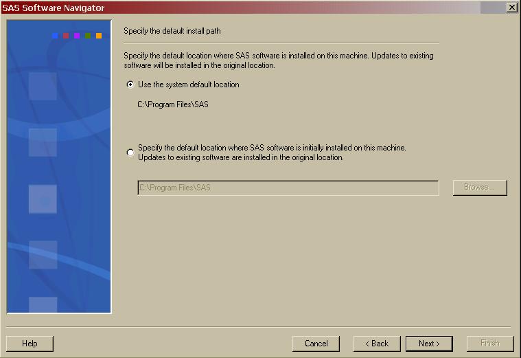 11. The Specify the default install path window opens. The default install path is the location where all your software is installed on this machine.