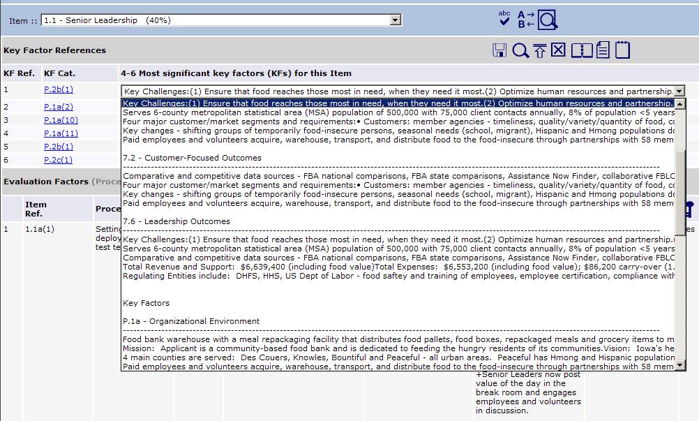 Key Factors References Panel The Key Factors References Panel helps you identify and record the four to six key factors that you will use to evaluate your applicant for each Item.