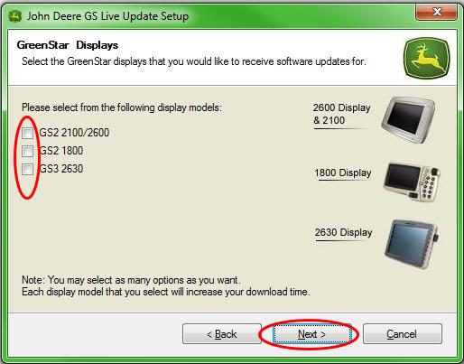 Check the box related to the display(s) that you currently own in order to download the appropriate software and click Next to continue.