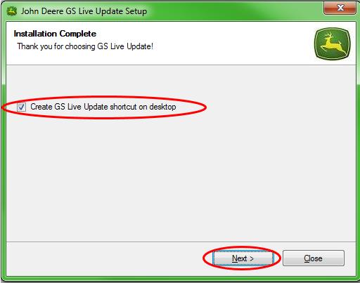 14. Make sure the Create GS Live Update shortcut on desktop is