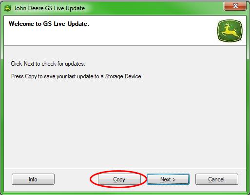 5. Select Copy to transfer the update files from LiveUpdate to your memory card.