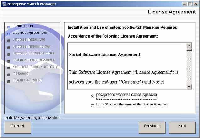 License Agreement dialog box 3 Read the terms of the license agreement carefully 4 Click I accept the terms of