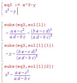 Mupad can solve systems of equations too You often want to solve an equation or system of equations, and then substitute that solution into a third equation.