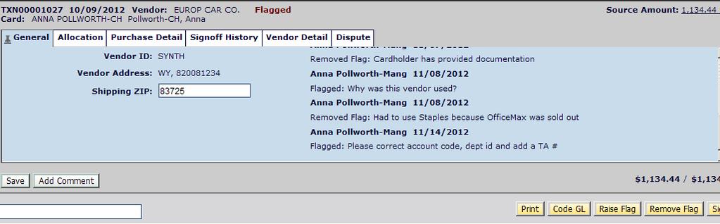Flagging Transactions, continued Removing a Flag Request If you raise a flag