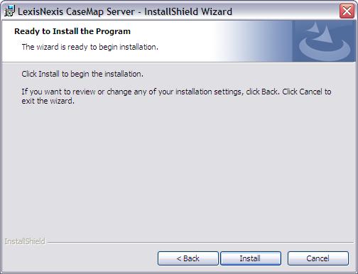 40 CaseMap The installation wizard will install the CaseMap Server files.