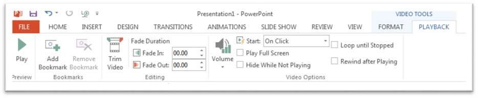 The Ribbon now changes to display you video editing options.