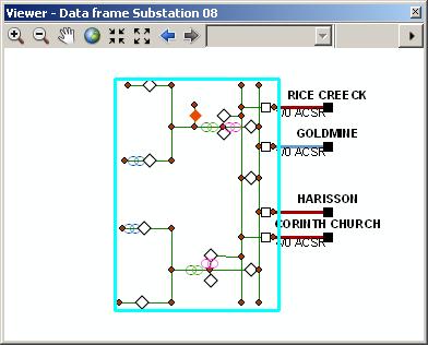 The Substation 08 diagram opens in a viewer window. This diagram details the equipment inside a substation.