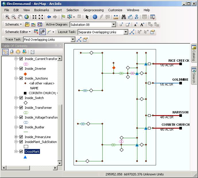 4. Click Schematic Editor and click Stop Editing. 5. Click No when the following message appears: Diagram has changed. Do you want to save the edits? 6. Remove the Substation 08 data frame.