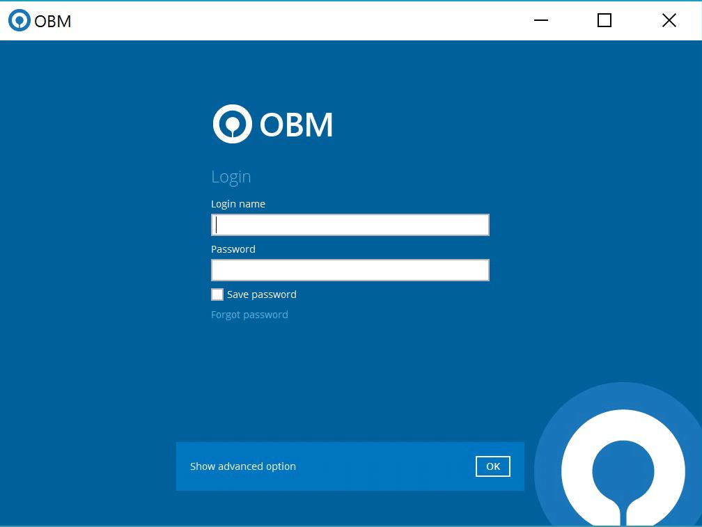4 Starting OBM Login to OBM 1. Login to the OBM application user interface. For Backup Client Computer on Windows / Mac OS X, double click the OBM desktop icon to launch the application.