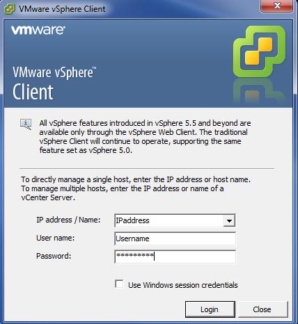 10. Open the VMware vsphere agent and log in