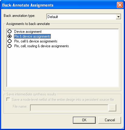 Quartus II Software Design Series: Foundation Exercises Step 3: Back-annotate pin assignments to lock placement At this point, you like the I/O location assignments made by the Fitter, and you ve