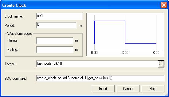 The Create Clock dialog box should appear as shown above.