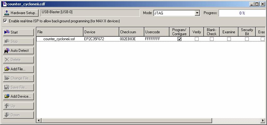 Exercises Quartus II Software Design Series: Foundation 6. Enable the Program/Configure option for the configuration file and target device as shown above.