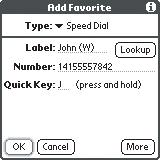 Creating a speed dial Favorites button 1. Press Phone. 2. Use the 5-way navigation control to access your Favorites buttons. 3. Choose a blank button. 4.