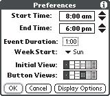 Button Views: The views that appear when you press Calendar repeatedly. By default, you see Day and Month Views, but you can also see Week, Week with Text, Year, and Daily Journal Views.