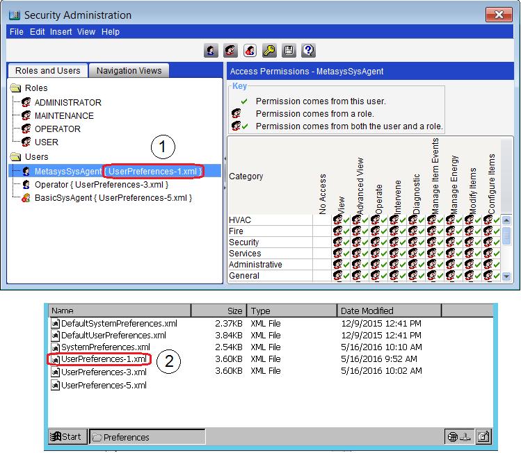 Figure 49: User Preference File Managing Preferences Beginning with Metasys Server at Release 8.