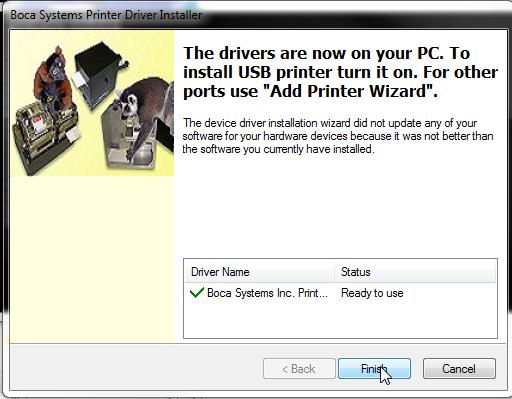 When the installer has finished putting the necessary driver files on your system, the below menu box will be displayed.
