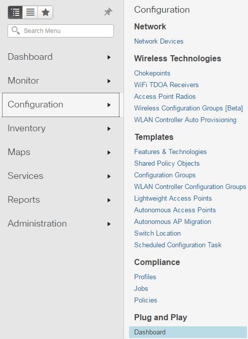 Basics To open the Plug and Play Dashboard page: On the Configuration menu,