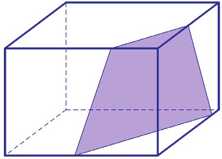 Lesson 18 Allow students more time to experiment with other possible slices that might result in another kind of quadrilateral. If there is no valid response, share the figure below.