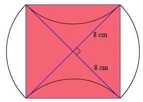 The region on the right shows a rectangle with dimensions 44 cccc by 66 cccc. Show that both shaded regions have equal areas.