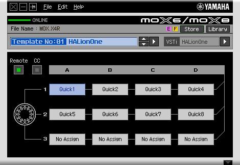MOX6/MOX8 Remote Editor Windows: Edit window -2 CC (Control Change) section Assigns the function to the Function Assignment box selected in the Edit section.