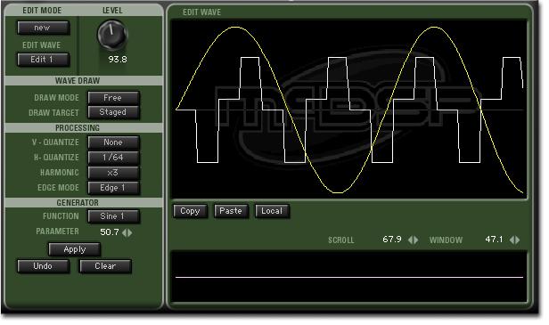 Wave Edit Page Synthesizer One uses wavetables to create the waveforms in the OSCs and LFOs.