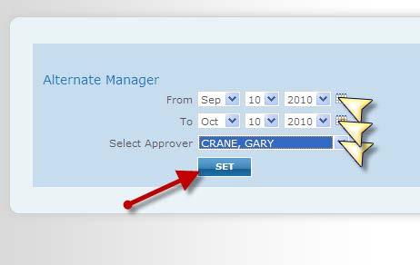 To do so, choose Alternate Manager from the Employee Reports tab and select the date range and the alternate manager from the drop down menu.
