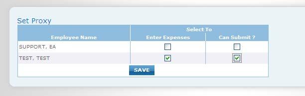 expenses on your behalf or enter & submit expenses on your behalf, choose the Set Proxy option and select the individual(s)