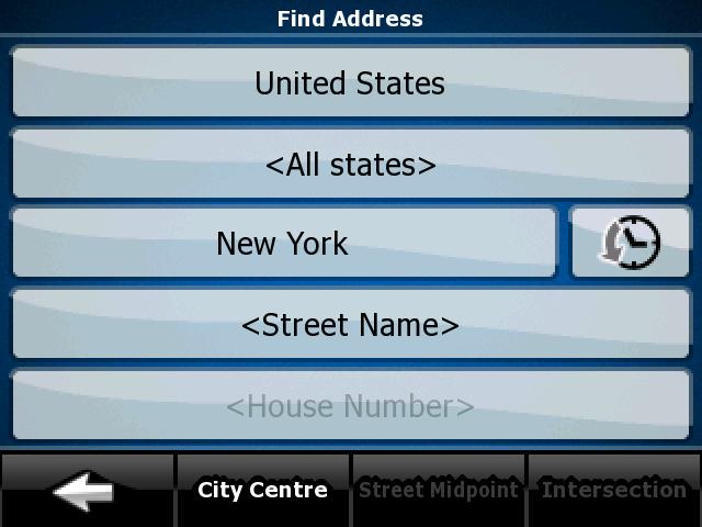 starting the search with the postal code (page 38) 3.1.2.1 Entering an address The parts of the address are shown on buttons.