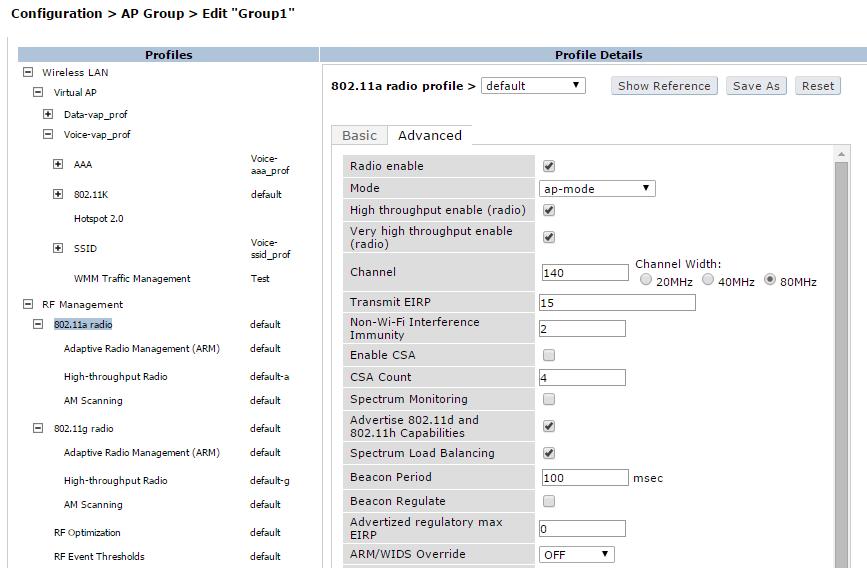 For Spectrum Load Balancing (Figure 12), navigate to the RF Management profile within the AP Group.