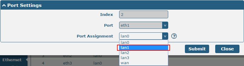 3.8 Interface > Ethernet This section allows you to set the related parameters for Ethernet. There are five Ethernet ports on R2000 Ent Router, including WAN, ETH1, ETH2, ETH3 and ETH4.