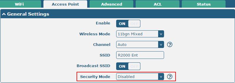 Click the Access Point column to configure the