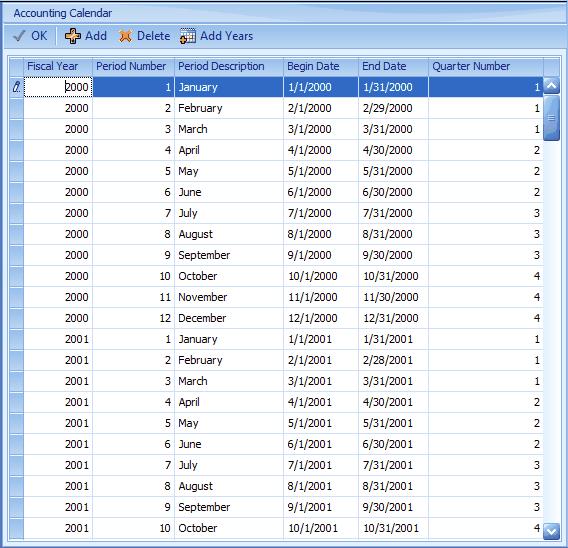 Setup 23 7.2 Accounting Calendar The Accounting Calendar function is used to create and maintain the accounting calendar.