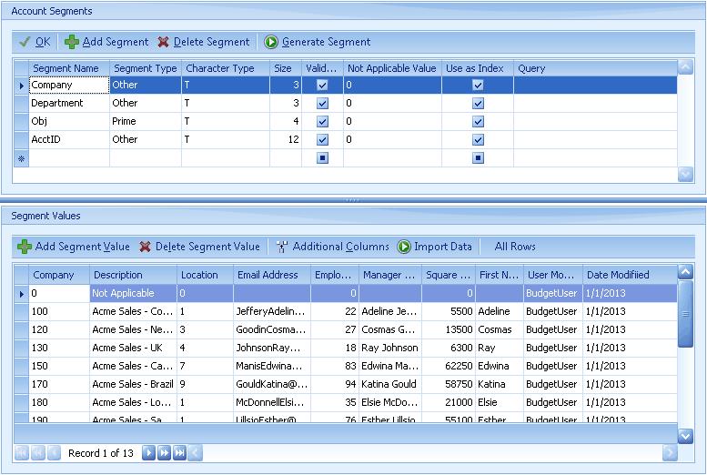 Setup 25 7.3 Account Segments The Account Segments function is used to define the account segments for the DBM database.