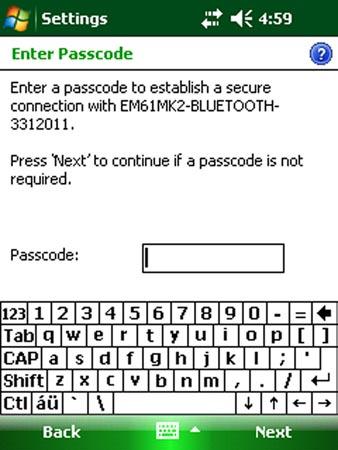 Unless passcode is required (it is not necessary for normal operation) press the Next again and after few seconds a dialog