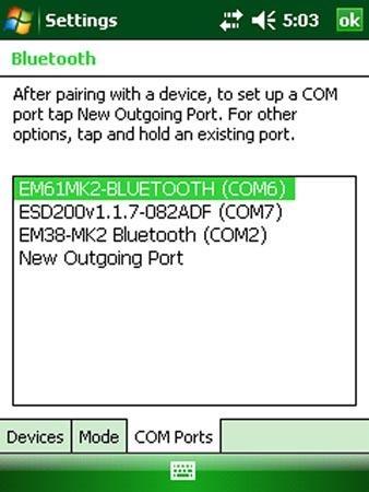 Without highlighting any item tap on the COM Ports tab and The screen with all devices and assigned serial ports will be displayed (the
