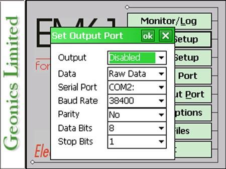 5. Set Output Port This option is used to enable simultaneous output of data collected through a selected serial port.