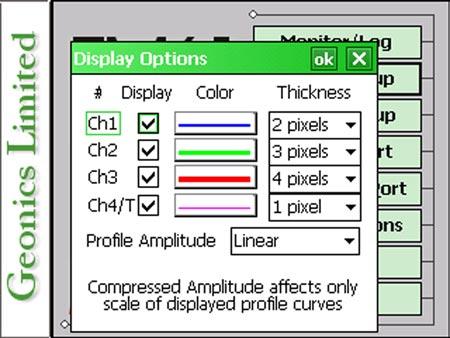 This dialog allows you to enable and disable the display of each channel profile, specify color and thickness of profiles, and select