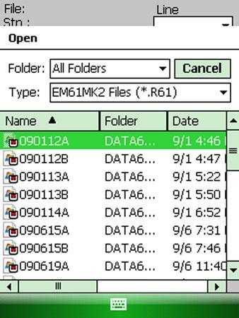 The file name can be selected in the Open Data File dialog using the Windows standard interface procedure.