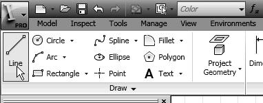 Parametric Modeling Fundamentals Using Autodesk Inventor 7-7 2D Draw Toolbar The 2D Draw toolbar provides tools for creating the basic 2D geometry, such as Line, Circle, Arc, etc.